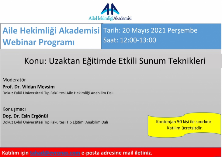 Aile Hekimliği Akademisi Webinar Programı